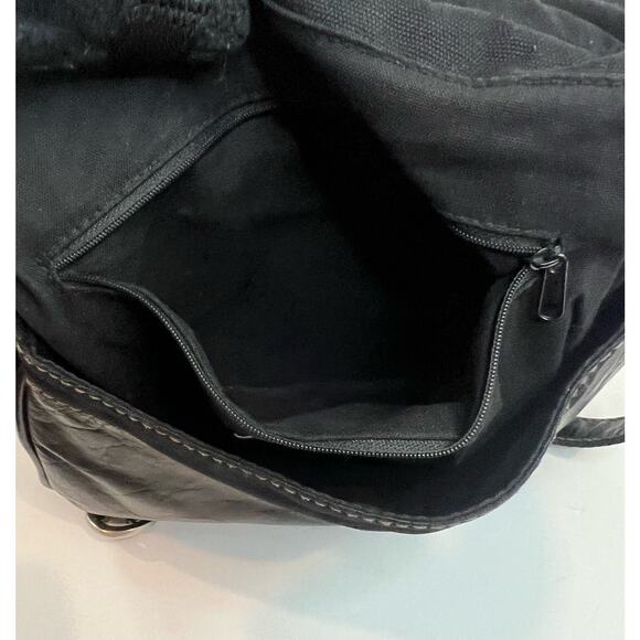 Fossil Lizette Black Leather and Cotton Crossbody Purse Bag Tote - Picture 10 of 14